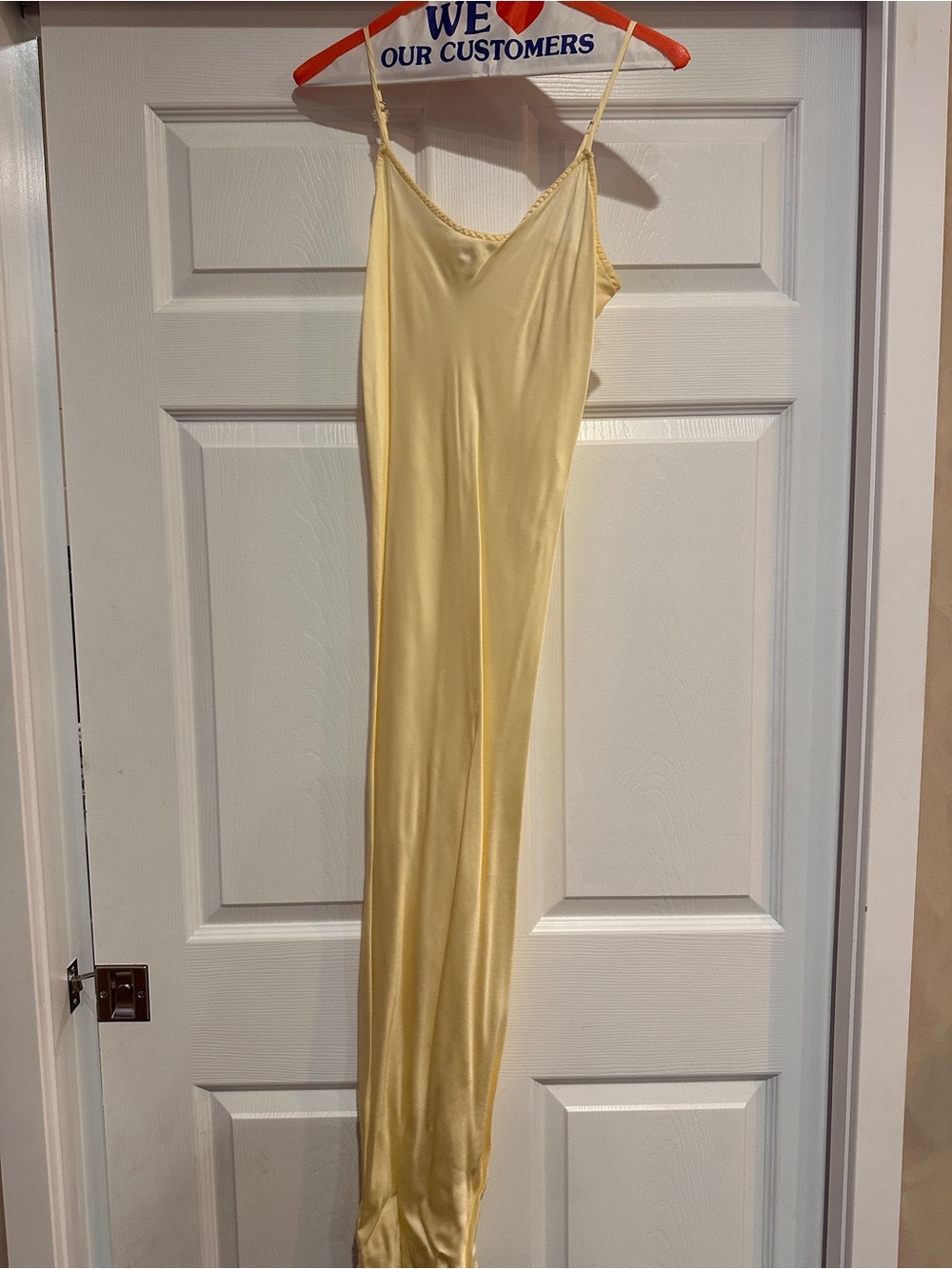 Satin Lemon Slip Dress with Thin Straps